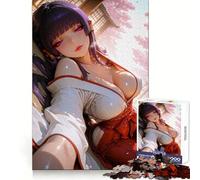 Puzzle da 1000 pezzi con ragazza anime in abito tradizionale giapponese da miko, hobby rilassante e strategico, perfetto per le vacanze (38x52cm)