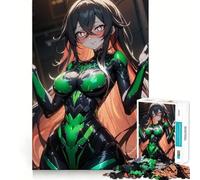 Puzzle da 1000 pezzi con ragazza anime in abito verde per adolescenti,ideale per stimolare la mente,creare un'attività divertente e di alta precisione,perfetta per una pausa rilassante (50x75cm)
