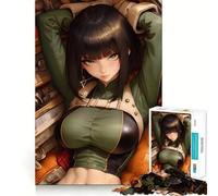 Puzzle da 1000 pezzi con ragazza anime in abito verde per ragazzi,ideale per stimolare la mente,creare attività creative di alta precisione e rilassanti (38x52cm)