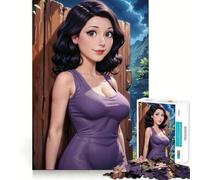 Puzzle da 1000 pezzi con ragazza anime in abito viola,ideale per stimolare la concentrazione e creare un puzzle divertente,tagliato al laser per un incastro perfetto Attività per rafforzare il legame
