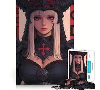 Puzzle da 1000 pezzi con ragazza anime in armatura dark fantasy per adolescenti,stimolante per la mente,divertimento senza spazi vuoti,incastro perfetto,piacevole svago per interni accoglienti