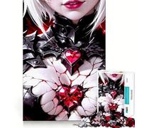 Puzzle da 1000 pezzi con ragazza anime in armatura e gioielli a forma di cuore,ideale per sviluppare la memoria,con bordi lisci e incastri perfetti Un modo divertente per riempire il tempo libero