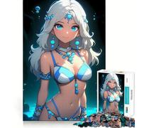 Puzzle da 1000 pezzi con ragazza anime in bikini blu,ideale per adolescenti,gioco di memoria e logica,con incastro perfetto e pezzi che non si staccano,perfetto da portare in viaggio Gioco