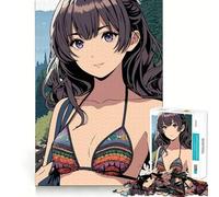Puzzle da 1000 pezzi con ragazza anime in bikini che fa escursionismo Divertente gioco di taglio di qualità professionale stimolare la memoria e la mente (38x26cm)