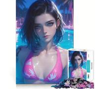 Puzzle da 1000 pezzi con ragazza anime in bikini per adolescenti, gioco di logica e abilità, rilassante, taglio preciso, regalo di Natale (38x26cm)