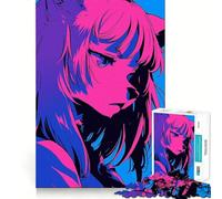 Puzzle da 1000 pezzi con ragazza anime in blu e rosa,gioco di memoria,incastro perfetto,nessun pezzo si stacca,ideale da portare in viaggio,gioco per allenare la mente,regalo (38x52cm)