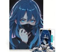 Puzzle da 1000 pezzi con ragazza anime in blu, gioco rompicapo, sfida impegnativa, ideale come regalo per tutta la famiglia 50x75cm