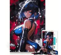 Puzzle da 1000 pezzi con ragazza anime in body blu,ideale per adolescenti,gioco di memoria e logica,con incastro perfetto e pezzi che non si staccano,perfetto da portare in viaggio (38x52cm)