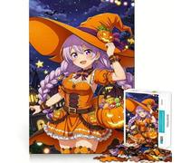 Puzzle da 1000 pezzi con ragazza anime in costume da strega di Halloween,ideale per adolescenti Gioco di memoria e logica,con incastro perfetto e pezzi che non si staccano Perfetto per i viaggi Gioco
