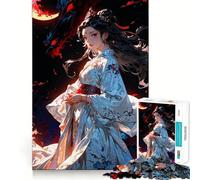 Puzzle da 1000 pezzi con ragazza anime in kimono e drago per adolescenti,ideale per stimolare la mente,creare attività creative di taglio di alta precisione e rilassanti (50x75cm)