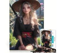 Puzzle da 1000 pezzi con ragazza anime in kimono e samurai per adulti Gioco di memoria e allenamento per la mente Taglio preciso,finitura di alta qualità Un modo coinvolgente per passare il tempo