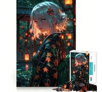 Puzzle da 1000 pezzi con ragazza anime in kimono,gioco interattivo Think Boost,incastro perfetto,nessun pezzo si stacca,sfida cerebrale per la casa (50x75cm)