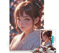 Puzzle da 1000 pezzi con ragazza anime in kimono: L'abbraccio di Blossom, gioco per tutta la famiglia, divertente e spiritoso, compleanno e Natale 50x75cm