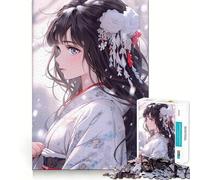 Puzzle da 1000 pezzi con ragazza anime in kimono per adolescenti,ideale per stimolare la mente,creare attività creative di taglio di alta precisione e rilassanti (38x52cm)