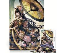 Puzzle da 1000 pezzi con ragazza anime in kimono per adolescenti, stimola la memoria, crea un'atmosfera rilassante, completa il tuo gioco, scegli il taglio giusto e crea una sorpresa festiva (38x26cm)