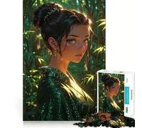 Puzzle da 1000 pezzi con ragazza anime in kimono verde per adolescenti,gioco stimolante per la mente,incastro perfetto senza spazi vuoti,rilassante attività di gruppo al chiuso (38x26cm)