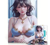 Puzzle da 1000 pezzi con ragazza anime in lingerie blu,gioco creativo per sviluppare le capacità di incastro,nessun pezzo si stacca,attività per rafforzare il legame con i propri cari (38x26cm)