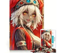 Puzzle da 1000 pezzi con ragazza anime in rosso e oro per ragazzi,ideale per stimolare la mente,creare attività creative di alta precisione e rilassanti (38x52cm)