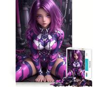 Puzzle da 1000 pezzi con ragazza anime in tuta futuristica per ragazzi,ideale per stimolare la mente,creare attività creative di alta precisione e rilassanti (38x52cm)