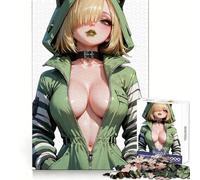 Puzzle da 1000 pezzi con ragazza anime in tuta verde, ideale per adulti, divertimento intellettuale e relax, taglio netto, regalo per le vacanze (50x75cm)