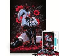 Puzzle da 1000 pezzi con ragazza anime in un ambiente floreale rosso,ideale per adolescenti Gioco stimolante per la mente,montaggio sicuro e preciso,attività divertente per tutta la famiglia (38x26cm)