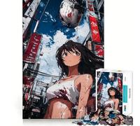 Puzzle da 1000 pezzi con ragazza anime in un ambiente urbano,gioco per adolescenti che stimola la concentrazione,bordi lisci e tagliati con precisione,perfetto come regalo di Natale (50x75cm)