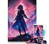 Puzzle da 1000 pezzi con ragazza anime in un paesaggio fantasy,gioco di concentrazione,precisione di taglio,hobby affascinante per i momenti di svago (38x26cm)