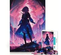 Puzzle da 1000 pezzi con ragazza anime in un paesaggio fantasy,gioco stimolante per la mente,incastro perfetto,nessun pezzo si stacca,sfida interattiva per il cervello per la casa (50x75cm)
