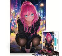 Puzzle da 1000 pezzi con ragazza anime in un paesaggio urbano notturno,ideale per stimolare la concentrazione e creare un'attività divertente e di condivisione (38x26cm)