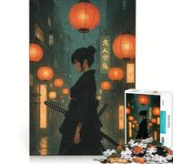 Puzzle da 1000 pezzi con ragazza anime in una strada giapponese sotto la pioggia, gioco per tutta la famiglia, divertente e spiritoso, compleanno e Natale 38x26cm