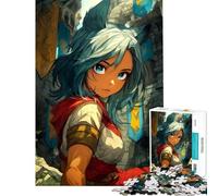 Puzzle da 1000 pezzi con ragazza anime medievale e orecchie da gatto Gioco rompicapo per adulti ideale per passare il tempo durante le vacanze o per Natale (dimensioni 50x75cm)