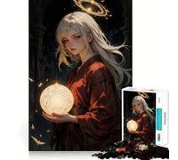 Puzzle da 1000 pezzi con ragazza anime mistica per adolescenti, gioco stimolante per il pensiero creativo, facile da usare, taglio preciso, (38x26cm)