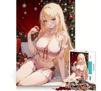 Puzzle da 1000 pezzi con ragazza anime natalizia,gioco di concentrazione,tecnica di taglio professionale,hobby affascinante per i momenti di svago (50x75cm)