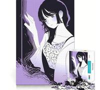 Puzzle da 1000 pezzi con ragazza anime nei toni del lilla per adolescenti,gioco stimolante per la mente,montaggio sicuro e preciso,attività divertente per tutta la famiglia (50x75cm)