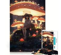 Puzzle da 1000 pezzi con ragazza anime nella foresta di funghi,gioco stimolante per la mente,incastro perfetto,nessun pezzo si stacca,sfida interattiva per il cervello per la casa (38x26cm)