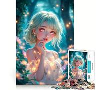 Puzzle da 1000 pezzi con ragazza anime nella foresta incantata,ideale per stimolare la concentrazione,con taglio laser per un incastro perfetto e un'attività divertente da fare insieme ai propri cari
