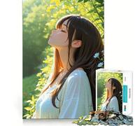 Puzzle da 1000 pezzi con ragazza anime nella natura,ideale per adolescenti,gioco stimolante per la mente,montaggio sicuro e stabile,attività divertente per tutta la famiglia (38x52cm)