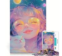 Puzzle da 1000 pezzi con ragazza anime nello spazio,gioco creativo che stimola la creatività,con componenti robusti e facili da tagliare,ideale per i viaggi,perfetto come regalo (38x26cm)