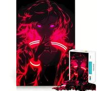 Puzzle da 1000 pezzi con ragazza anime neon, giocattolo per allenare la mente, divertente e rilassante, oggetto da collezione (38x26cm)