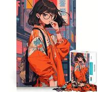 Puzzle da 1000 pezzi con ragazza anime nerd per adolescenti, gioco per allenare la mente, attività artistica da fare in famiglia, regalo creativo (50x75cm)