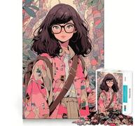 Puzzle da 1000 pezzi con ragazza anime nerd per adolescenti, gioco per allenare la mente, attività artistica da fare in famiglia, regalo creativo (38x26cm)