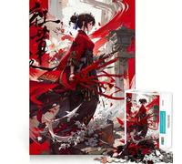 Puzzle da 1000 pezzi con ragazza anime ninja rosso sangue,divertente gioco con tecnologia di taglio laser avanzata,giocattolo per interni per le vacanze (50x75cm)