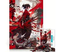 Puzzle da 1000 pezzi con ragazza anime ninja rosso sangue,giocattolo creativo per lo sviluppo delle capacità cognitive,componenti robusti e facili da tagliare,ideale per i viaggi,gioco per la mente