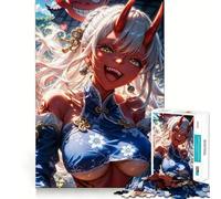 Puzzle da 1000 pezzi con ragazza anime Oni sorridente per adulti, gioco di logica, divertente da assemblare, taglio preciso, regalo memorabile 50x75cm