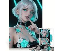 Puzzle da 1000 pezzi con ragazza anime per adolescenti,gioco stimolante per la mente,incastro perfetto senza spazi vuoti,rilassante attività di gruppo al chiuso (50x75cm)