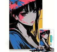 Puzzle da 1000 pezzi con ragazza anime rosa e blu per adolescenti,gioco stimolante per la mente,incastro perfetto senza spazi vuoti,rilassante attività di gruppo al chiuso (38x26cm)