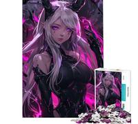 Puzzle da 1000 pezzi con ragazza anime rosa neon gioco educativo per sfide di apprendimento ottimo regalo e passatempo per le vacanze a casa (dimensioni 50x75cm)