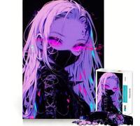 Puzzle da 1000 pezzi con ragazza anime rosa neon per adolescenti, gioco di logica, calma mentale, bordo di qualità, regalo di Natale (38x52cm)