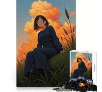 Puzzle da 1000 pezzi con ragazza anime seduta in un prato, ideale per adolescenti Un regalo perfetto per allenarsi, rilassarsi e godersi la tranquillità Dimensioni: 38x26cm