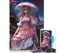 Puzzle da 1000 pezzi con ragazza anime,senza adolescenti,gioco di memoria,incastro perfetto,nessun pezzo che si stacca,ideale da portare in viaggio,gioco per allenare la mente,regalo (38x26cm)